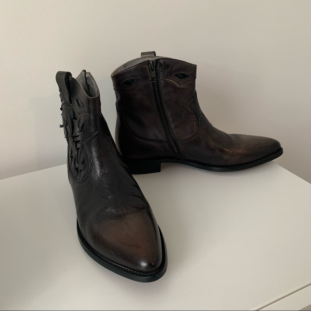 Alexander Hotto Western Brown Leather Boots Booties Size 40 (9 US) Made in Italy